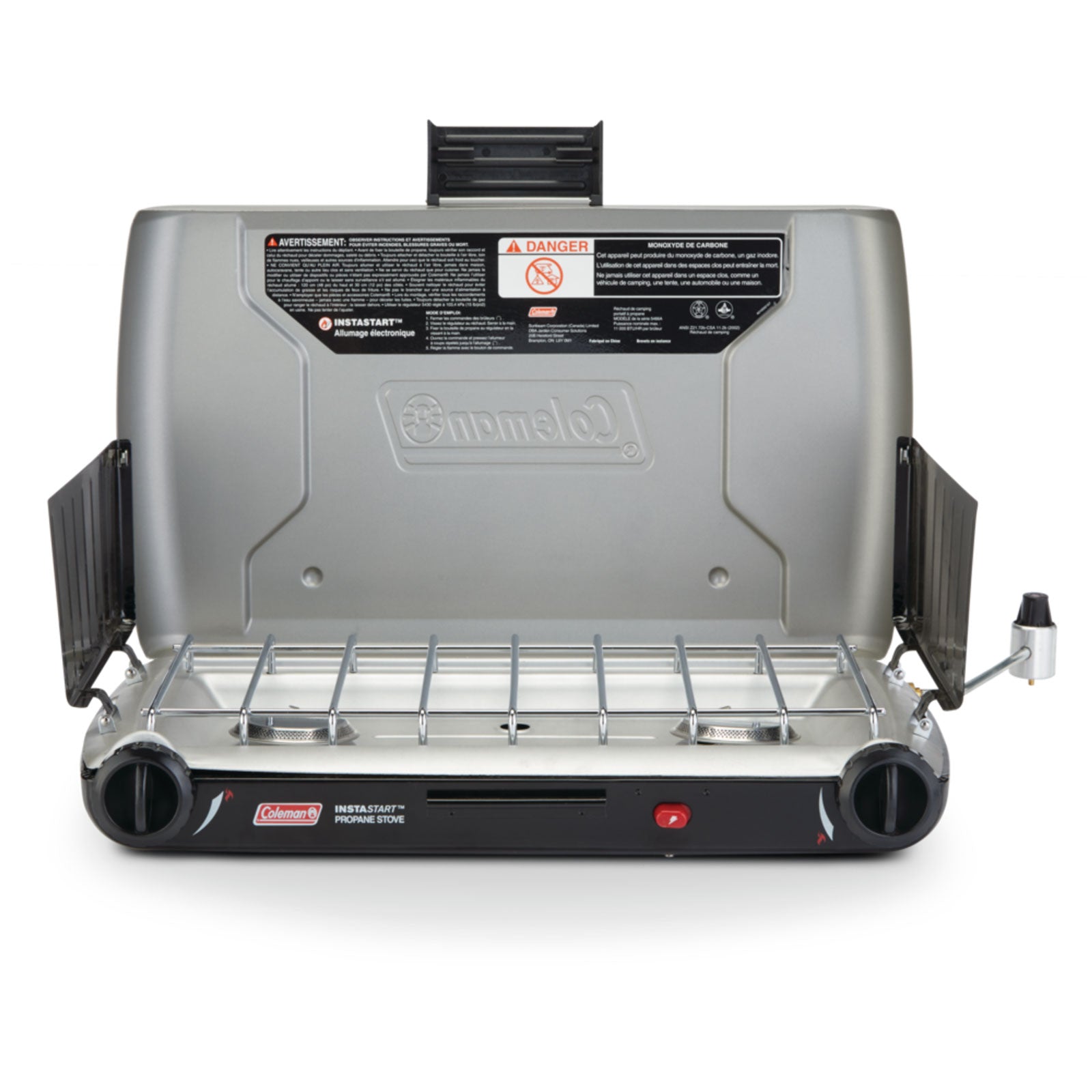 ROVSUN Réchaud à Gaz à 2 Brûleurs Avec étagères Latérales, 150 000 BTU U2013 Réchaud Au Propane Portable Avec Pieds Amovibles, Panneaux De Vent Et