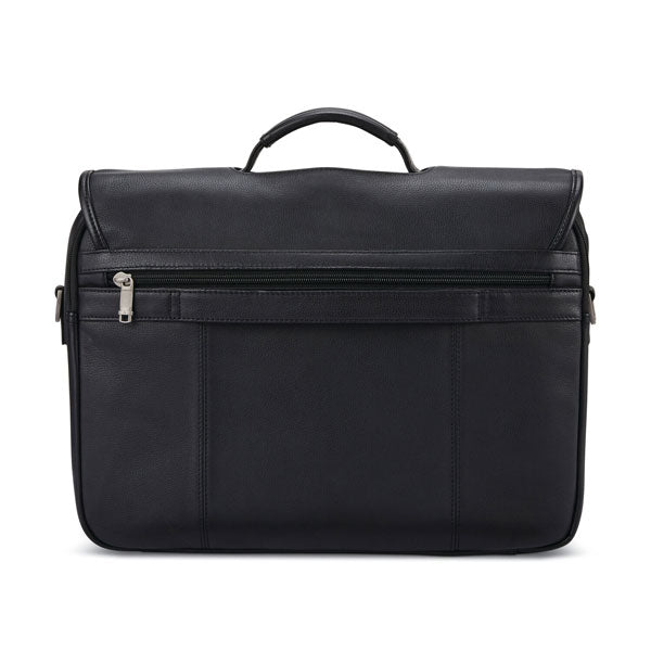 Classic leather briefcase with flap