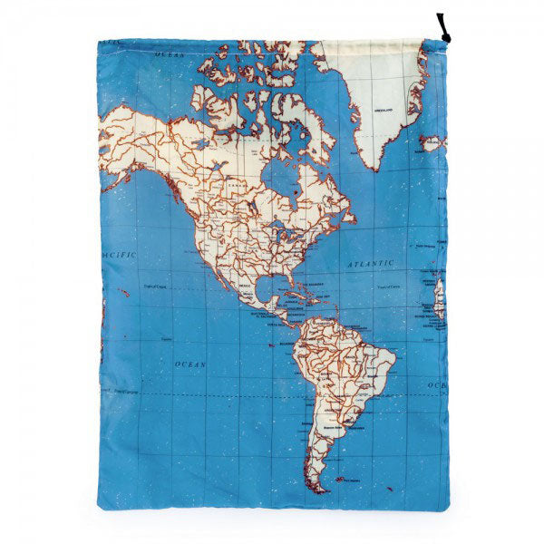 Set of 4 world map travel bags 