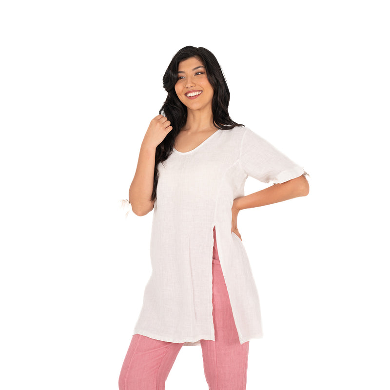 M Italy linen 3/4 sleeves tunic