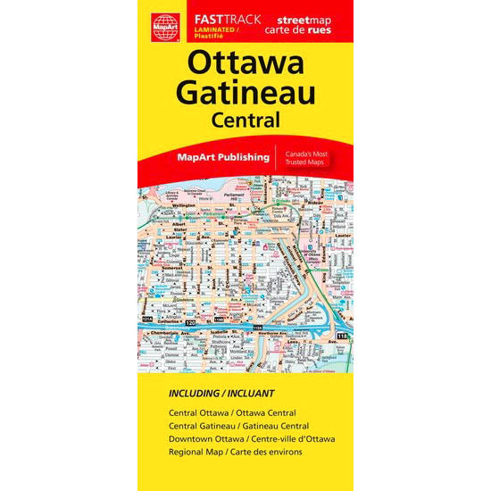 Carte plastifiée centre d'Ottawa et Gatineau