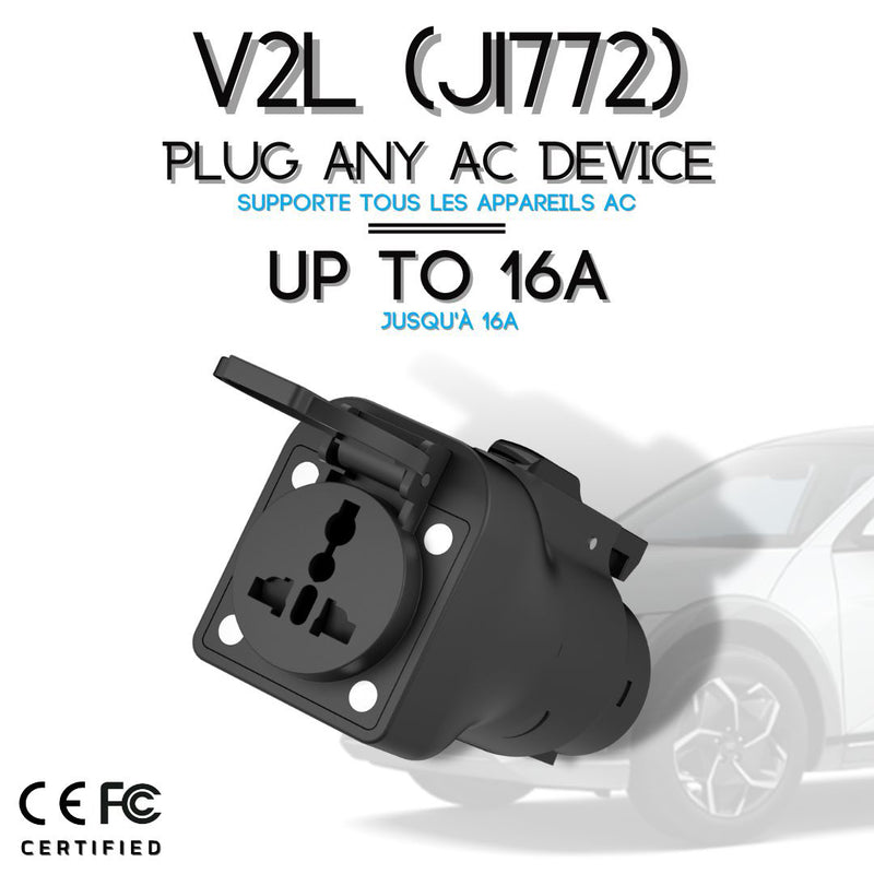 V2L (J1772) Vehicule-To-Load plug to power appliances using 16A or less from IONIQ 5/6, KIA EV6 and more A2Z - Online exclusive