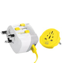 Universal adapter + dual USB-A port compatible with 190+ countries