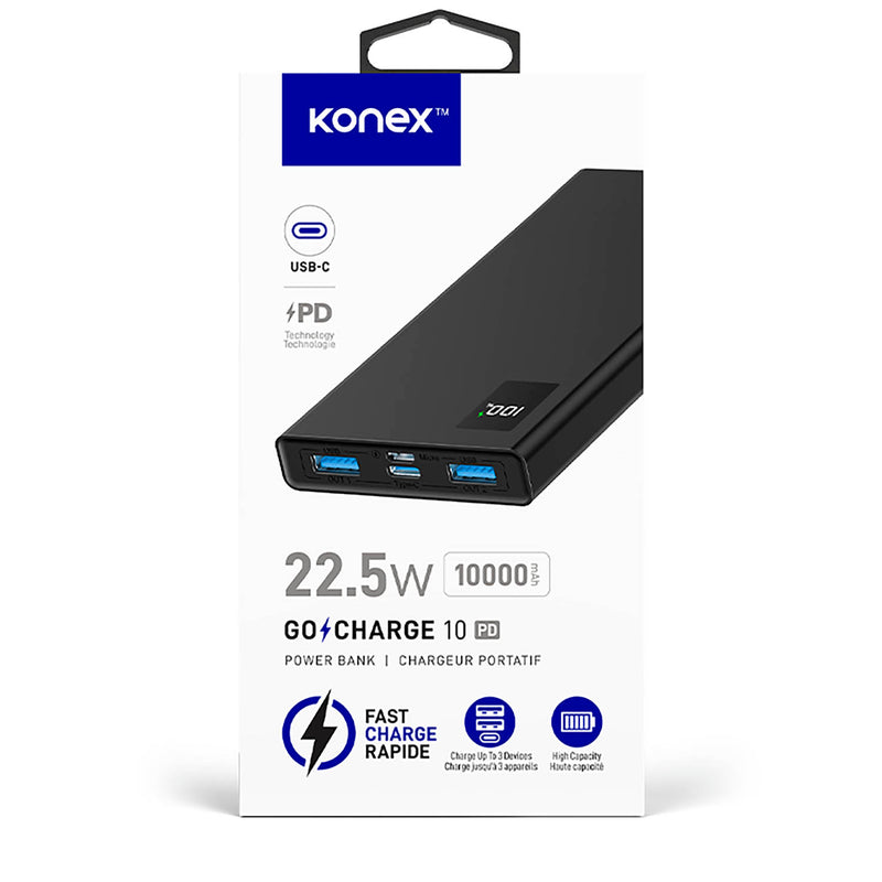 Chargeur portatif 10000mAh 22.5W  GoCharge 10 Konex