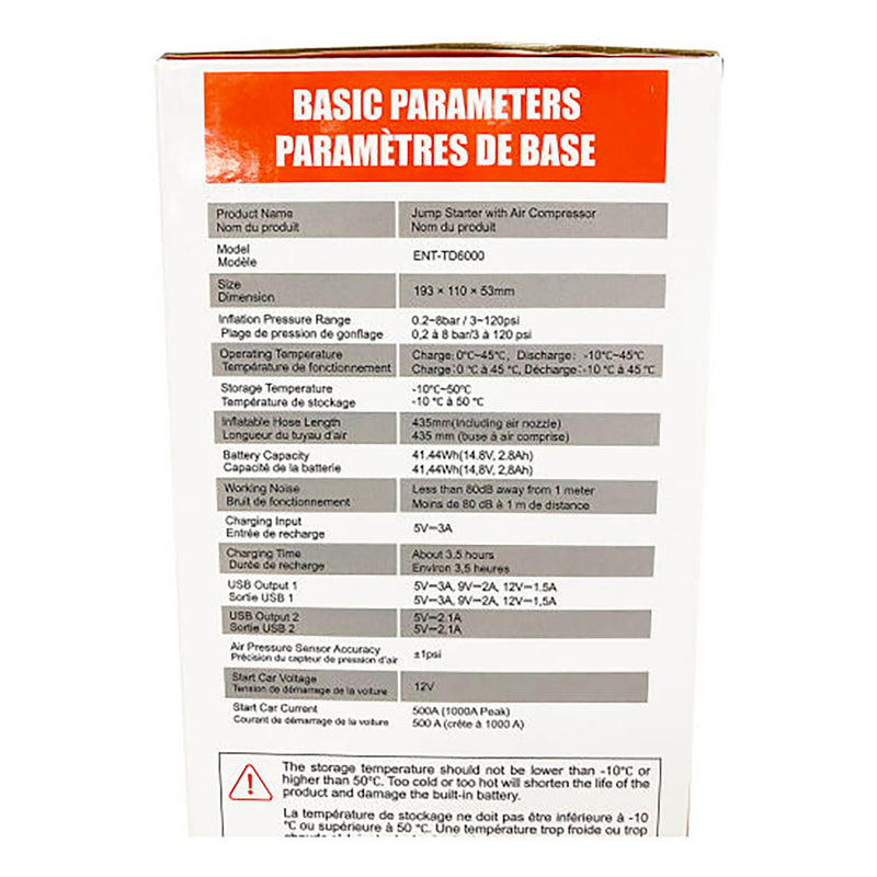 Démarreur de secours avec compresseur d'air Enthuze  - Exclusif en ligne