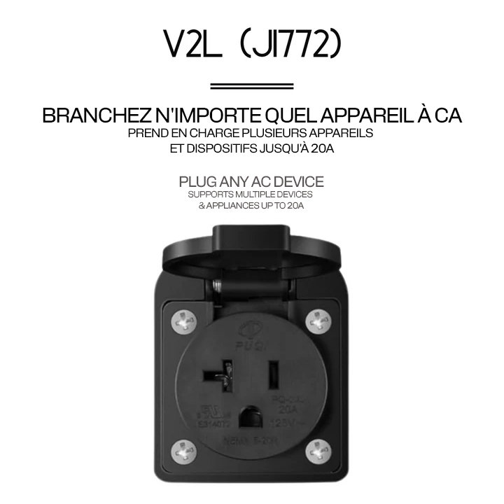 V2L (J1772) Vehicule-To-Load plug to power appliances using 16A or less from IONIQ 5/6, KIA EV6 and more A2Z - Online exclusive