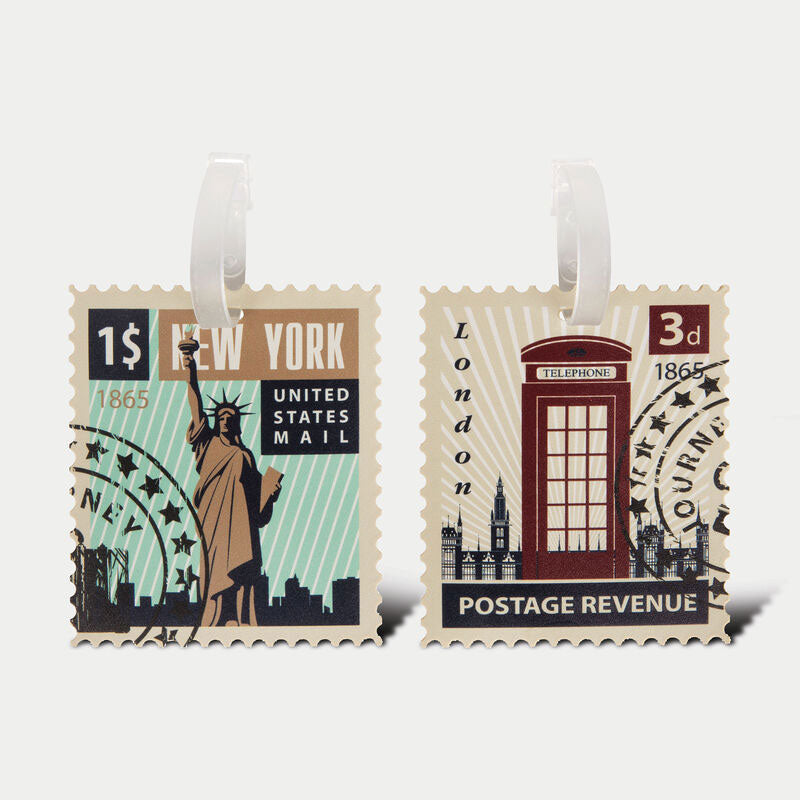 Set of 2 Luggage labels stamps