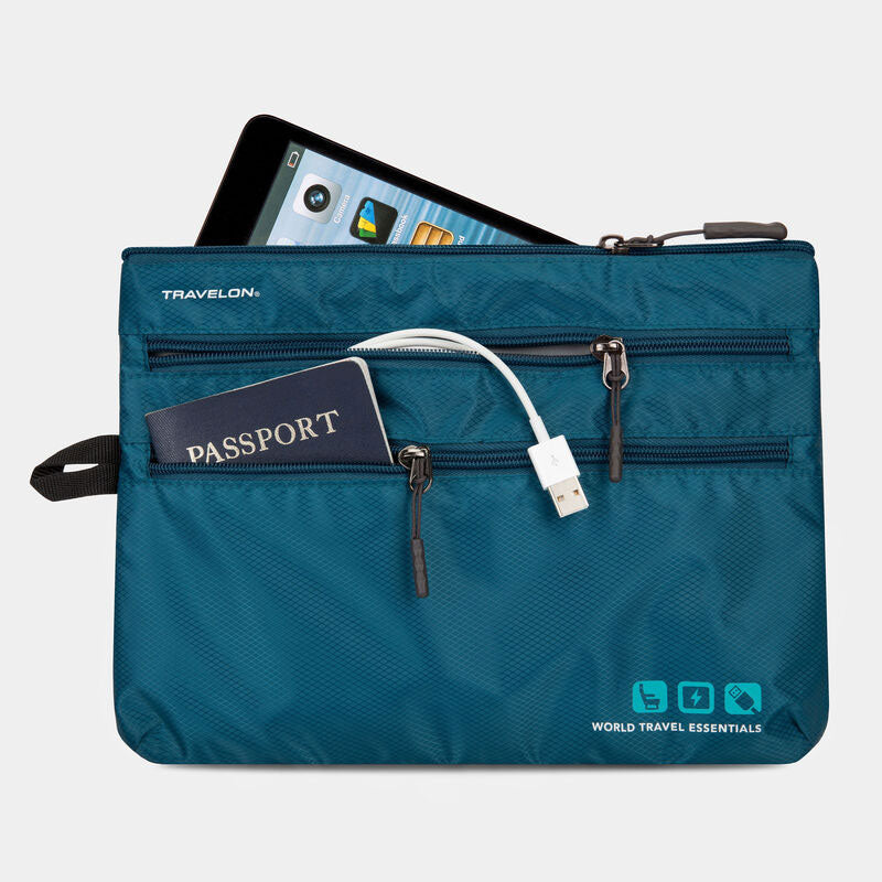 Zerone Organisateur de cordon de voyage Organisateur électronique bleu  foncé Portable petit sac électronique de voyage Double