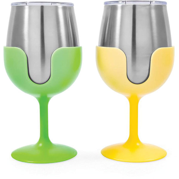 Livole Lot De 2 Verres à Cocktail En Acier Inoxydable 550ml - Verres à Vin Incassables Multicolores