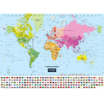 Carte du monde politique plastifiée