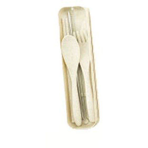 Kit Ustensiles De Voyage Réutilisables - 6 Sets Avec Pailles En Blé, Couteau, étui, Pour Camping
