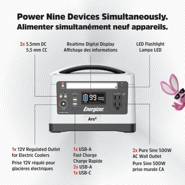 ARC5 Lithium-ion 550wh portable Power Station Energizer - Exclusive Online