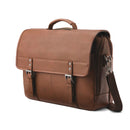 Classic leather briefcase with flap