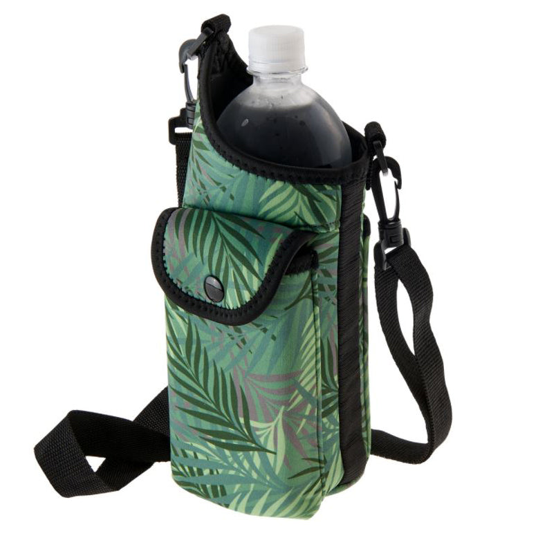 Porte-bouteille d'eau avec sangle pour la marche et le nettoyage – Porte-bouteille isotherme avec sangle, manchon en néoprène avec bandoulière réglable et brosse en silicone (vagues noires Porte-bouteille d'eau avec sangle pour la marche et le nettoyage – Porte-bouteille isotherme avec sangle, manchon en néoprène avec bandoulière réglable et brosse en silicone (vagues noires