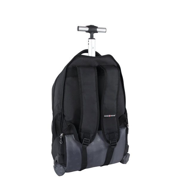 Black backpack with wheels