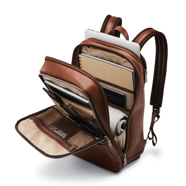 Classic leather slim backpack