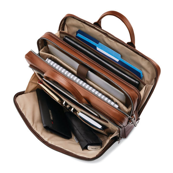 Classic leather toploader briefcase